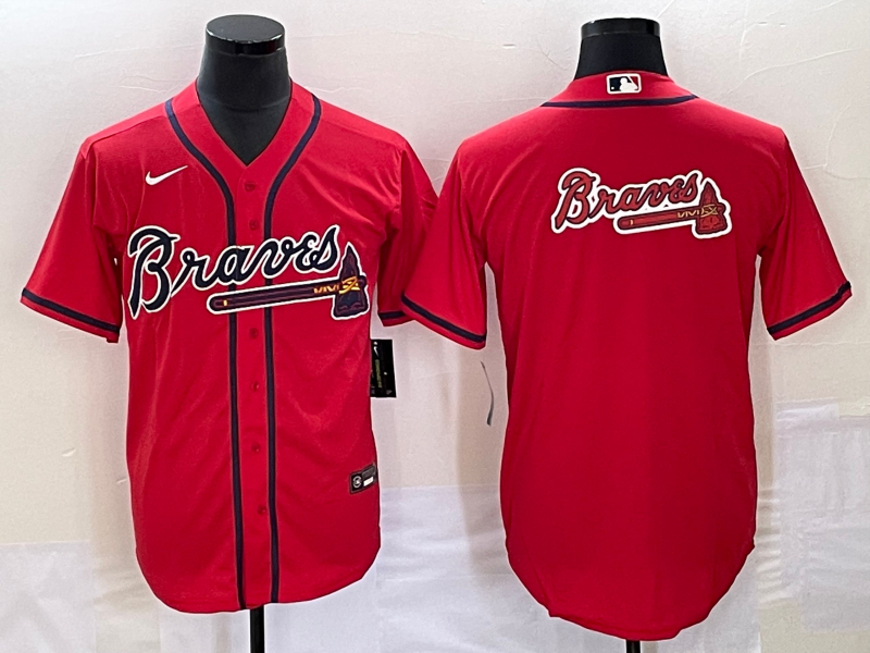 Men's Atlanta Braves Red Replica Team Jersey baseball jersey product view 1