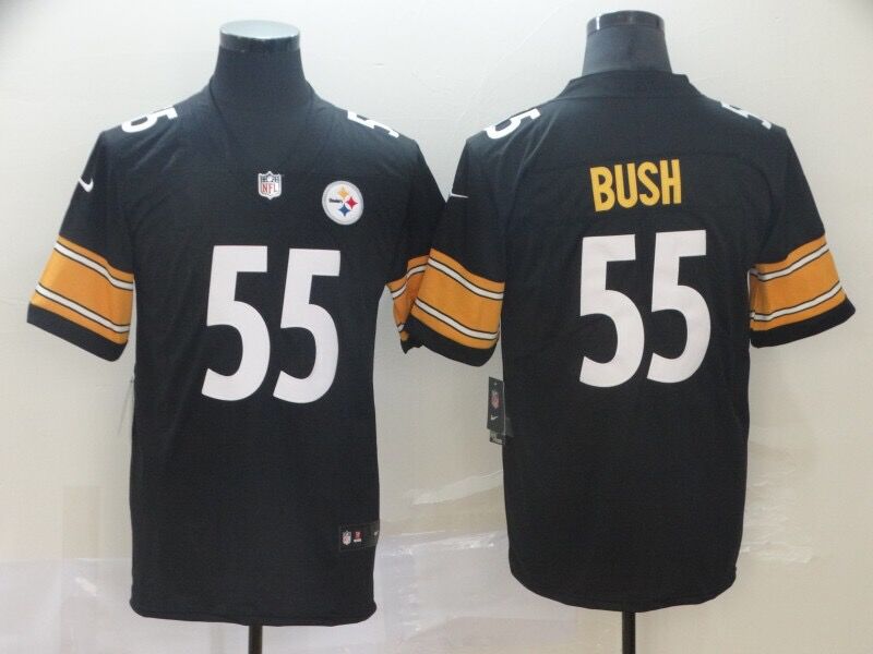 Men's Pittsburgh Steelers Devon Bush Jr. #55 Black Game Jersey1 football jersey product view 1