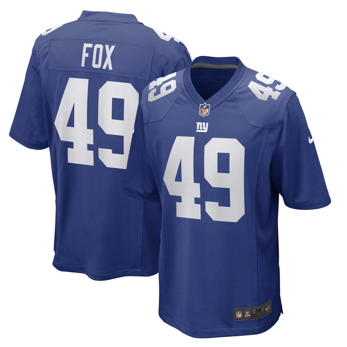 Tomon Fox New York Giants Game Jersey - Royal football jersey product view 1