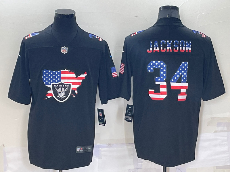 Men's Las Vegas Raiders #34 Bo Jackson Black Team Player Jersey1 football jersey product view 1