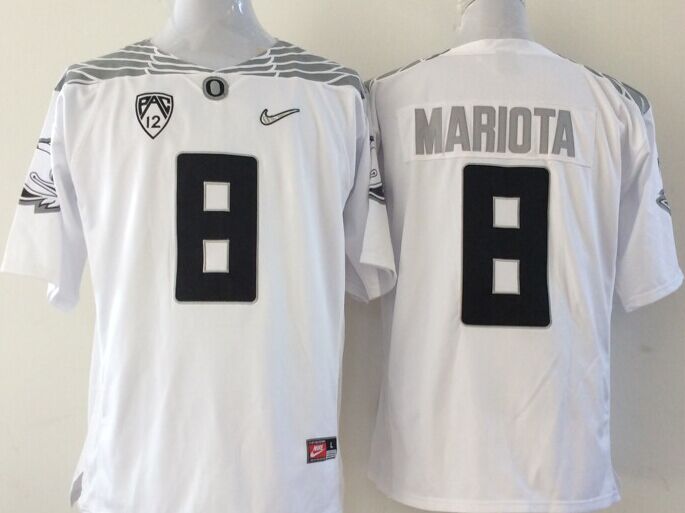 Men's Oregon Ducks Marcus Mariota White Player Game Jersey sports jersey product view 1