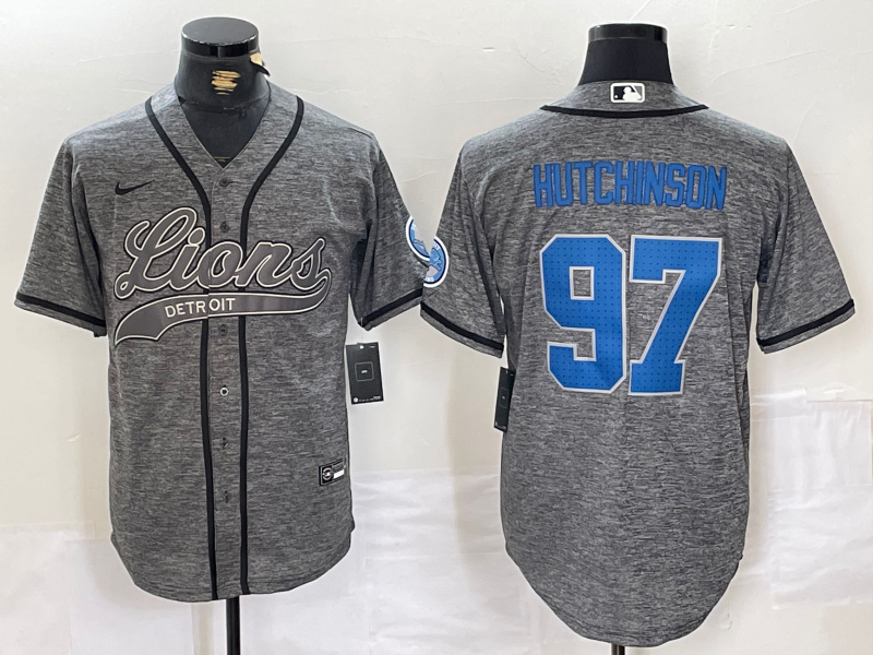 Men's Detroit Lions Aidan Hutchinson Gray Player Jersey football jersey product view 1