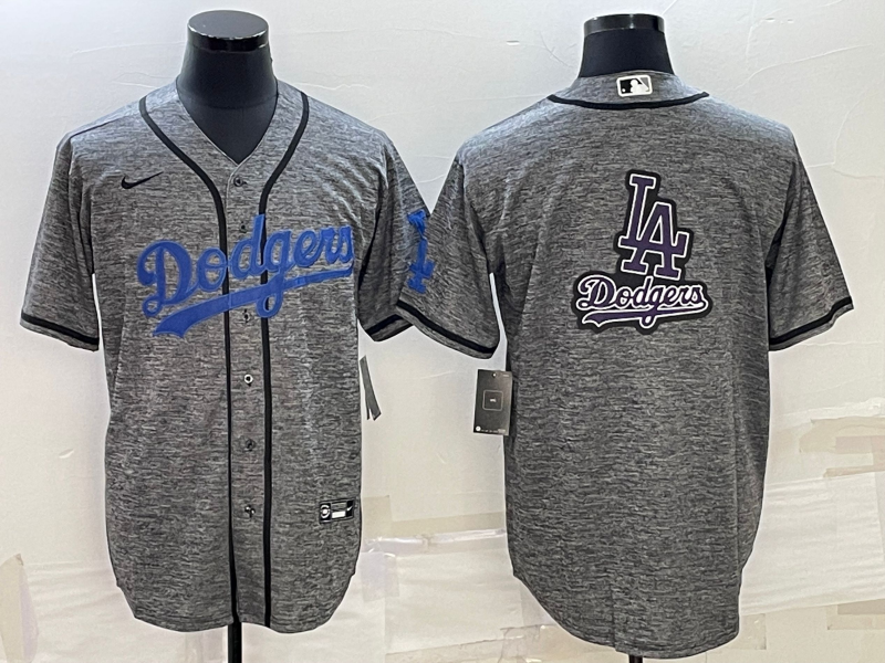 Men's Los Angeles Dodgers Gray Alternate Replica Player Name Jersey baseball jersey product view 1