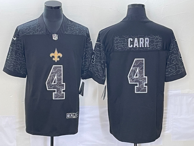 Men's New Orleans Saints Derek Carr Black RFLCTV Limited Jersey football jersey product view 1