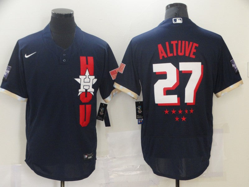 Men's Houston Astros Jose Altuve Navy All Star Game Jersey baseball jersey product view 1