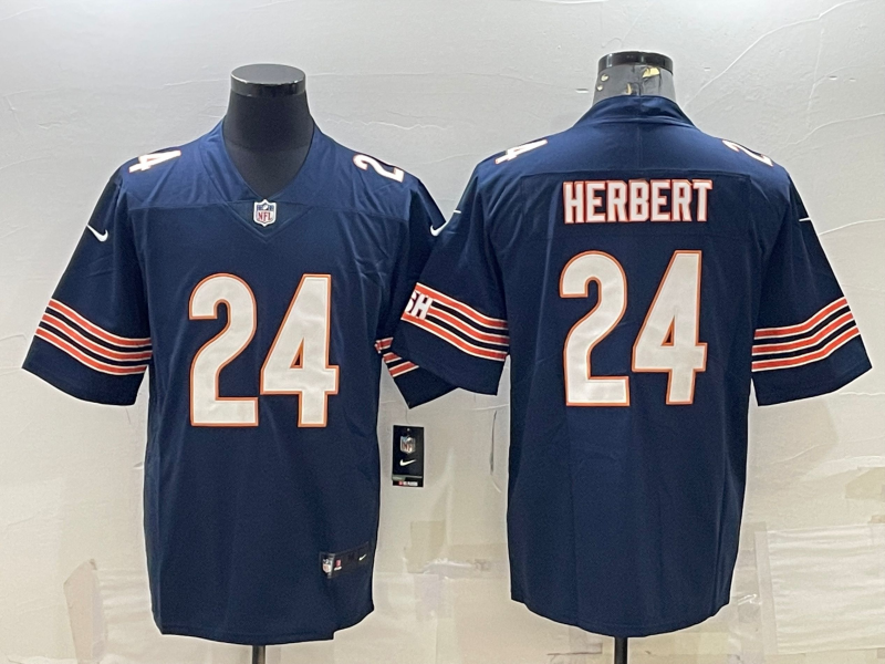 Men's Chicago Bears Khalil Herbert Navy Game Jersey football jersey product view 1