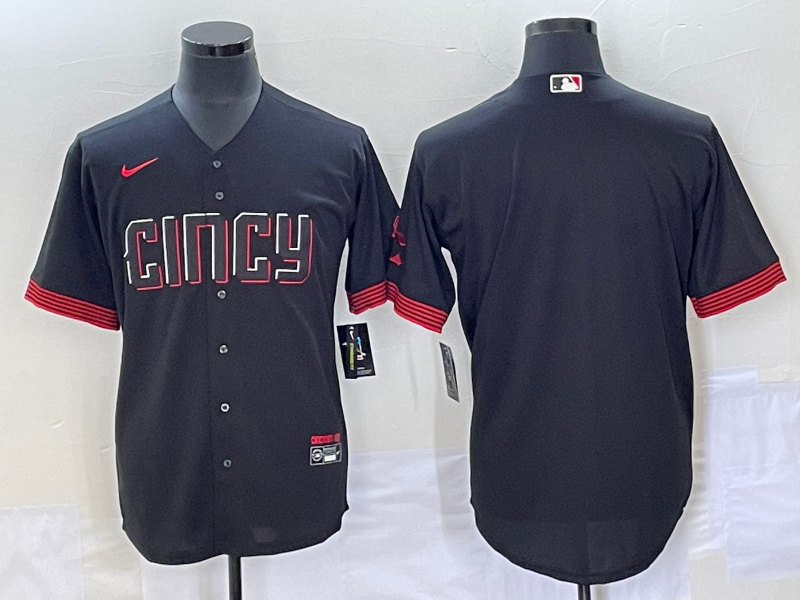 Men's Cincinnati Reds Black 2023 City Connect Replica Blank Jersey baseball jersey product view 1