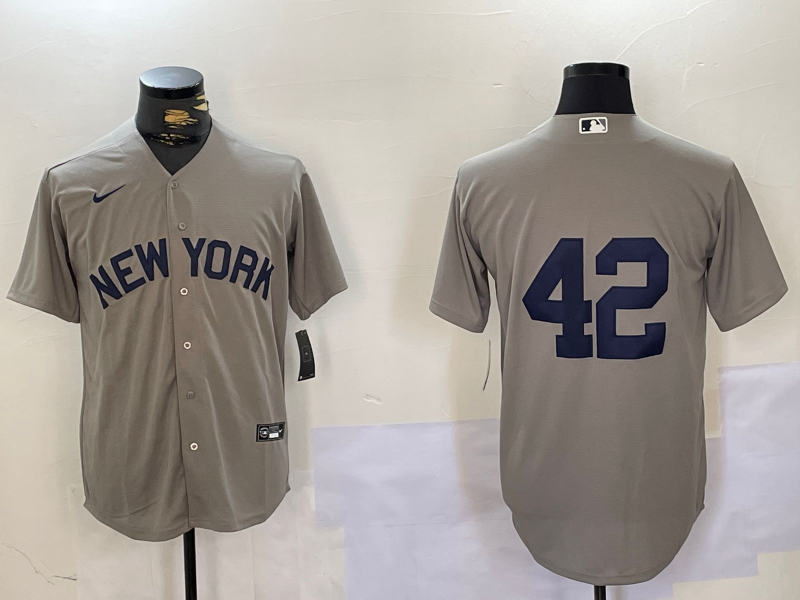 Men's New York Yankees Gray Road 2024 Jackie Robinson Day Elite Jersey baseball jersey product view 1