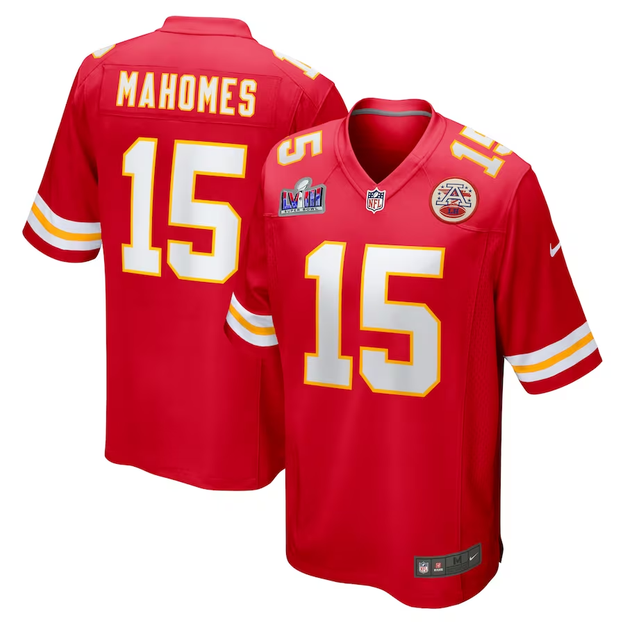 Men's Kansas City Chiefs Patrick Mahomes Red Super Bowl LVIII Game Jersey football jersey product view 1