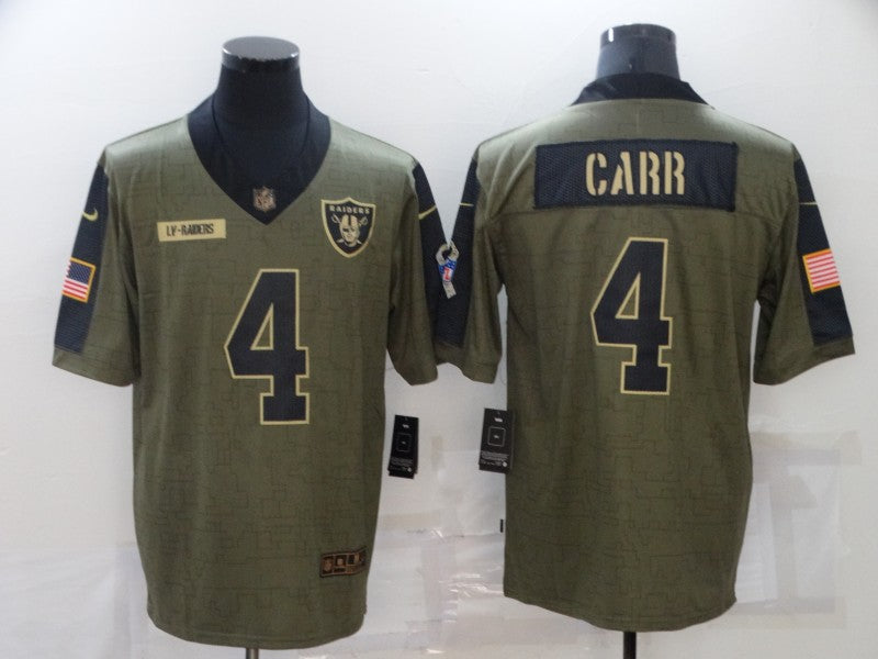 Men's Las Vegas Raiders Derek Carr #4 Brown Authentic Game Jersey1 football jersey product view 1