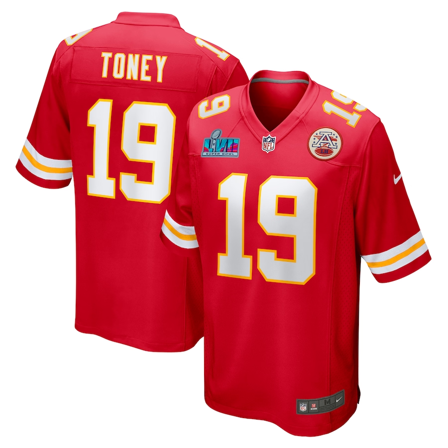 Men's Kansas City Chiefs Kadarius Toney Red Super Bowl LVII Patch Game Jersey football jersey product view 1