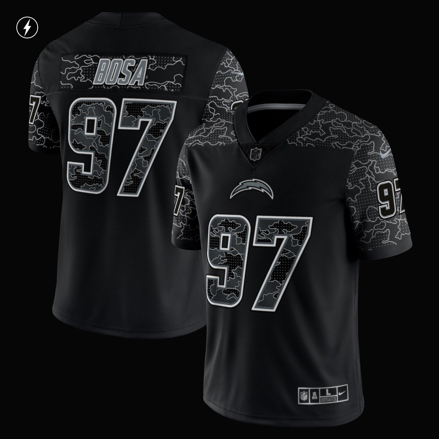 Joey Bosa Los Angeles Chargers RFLCTV Limited Jersey - Black football jersey product view 2