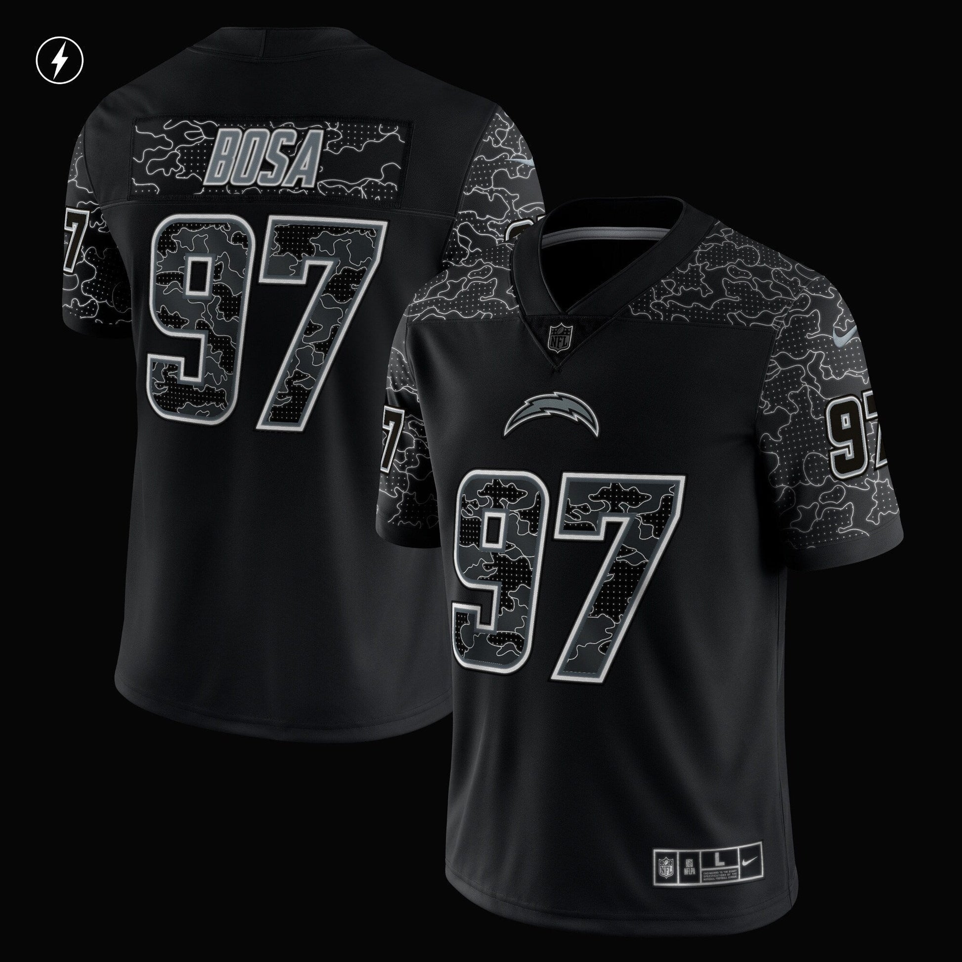 Joey Bosa Los Angeles Chargers RFLCTV Limited Jersey - Black football jersey product view 2