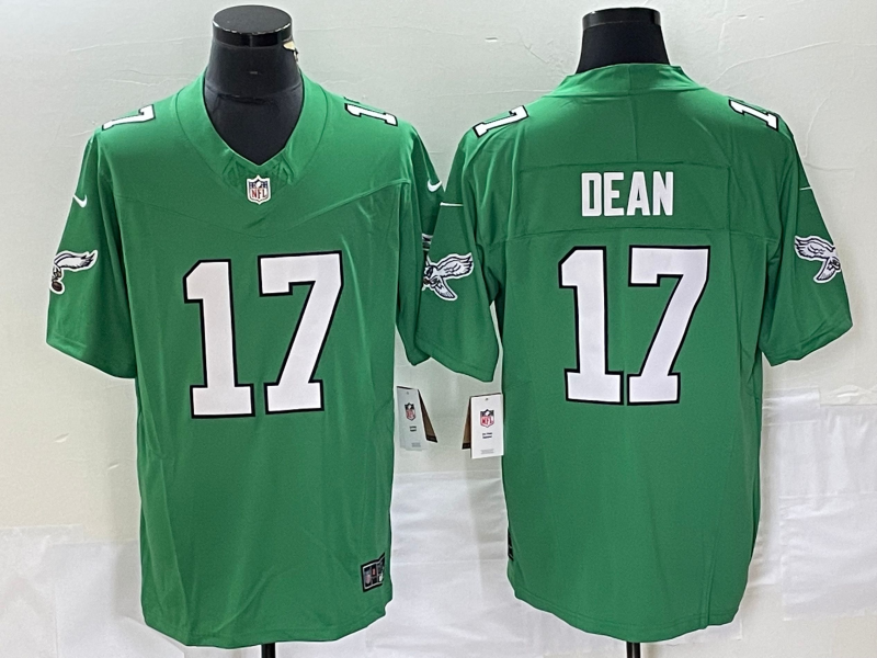 Men's Philadelphia Eagles Nakobe Dean Kelly Green Game Jersey football jersey product view 1