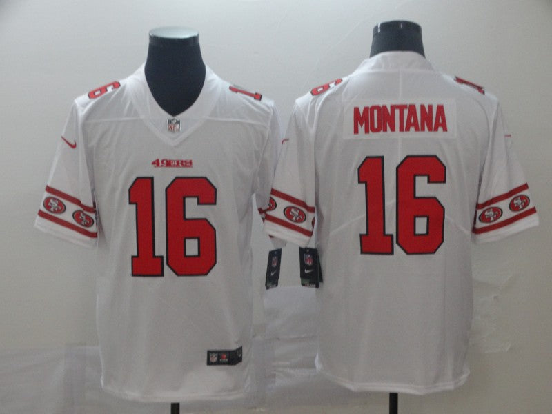 Men's San Francisco 49ers Joe Montana #16 White Authentic Game Jersey1 football jersey product view 1