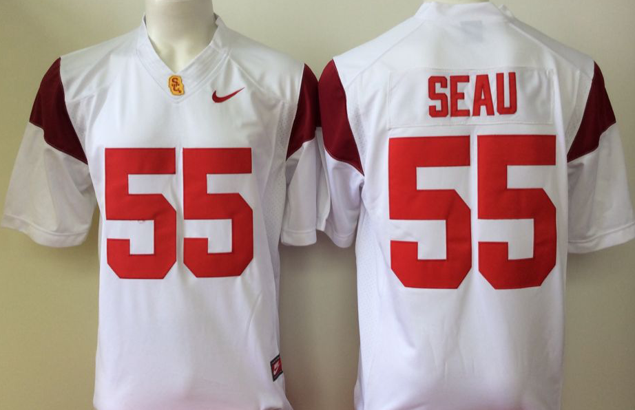 Men's USC Trojans Junior Seau White Player Game Jersey sports jersey product view 1