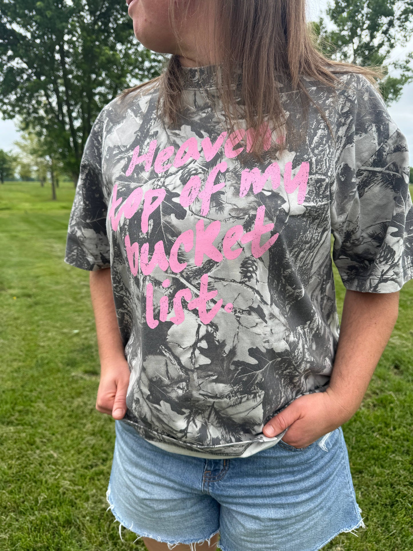 Heaven Top of My Bucket List Camo Western Summer Tee Unisex T-shirt, Sweatshirt, Hoodie, Long Sleeve Tee - T-Shirt, Sweatshirt, Hoodie