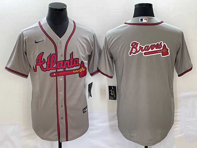 Men's Atlanta Braves Gray Replica Team Jersey baseball jersey product view 1