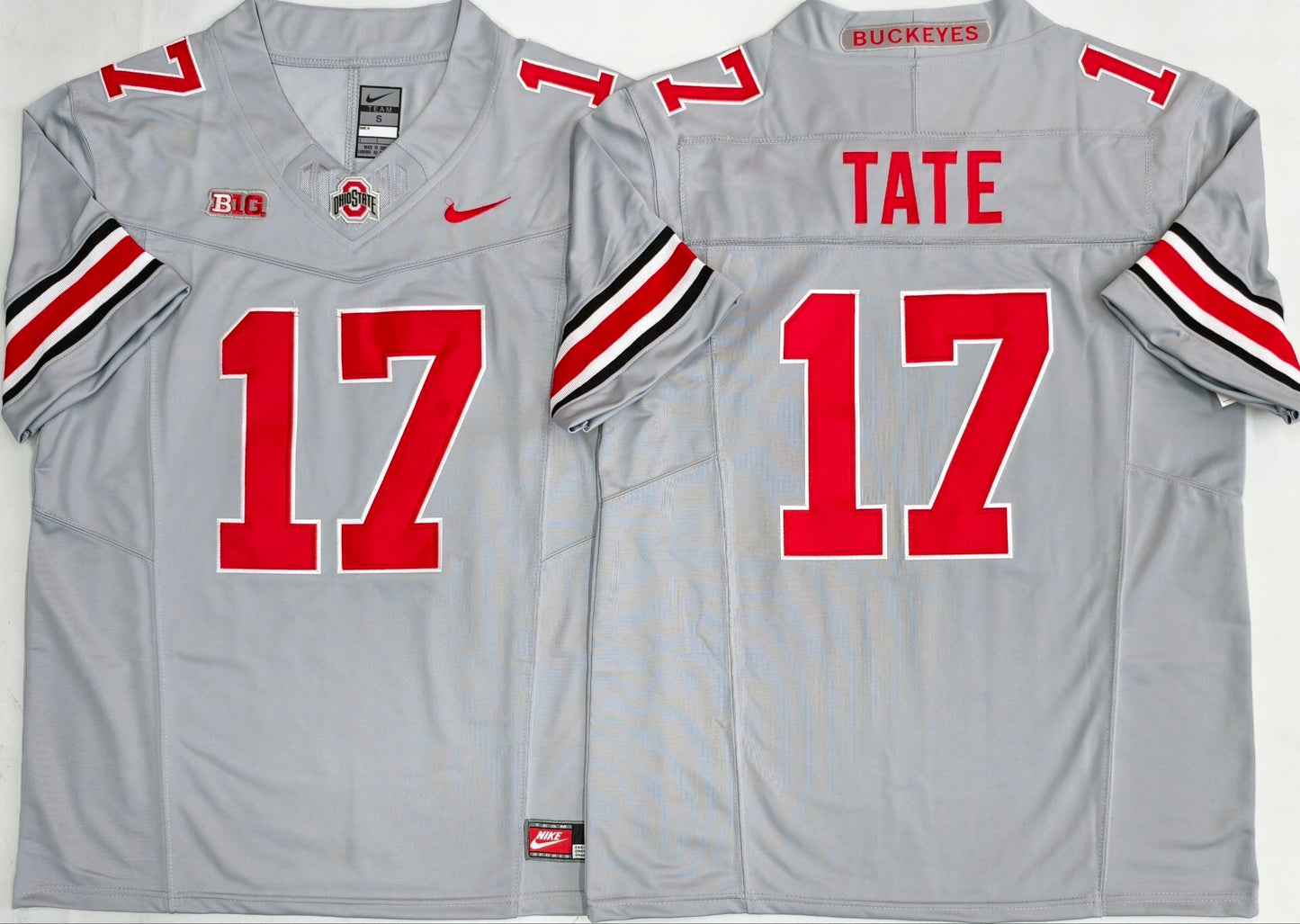Men's Ohio State Buckeyes Carnell Tate Gray Player Game Jersey sports jersey product view 1