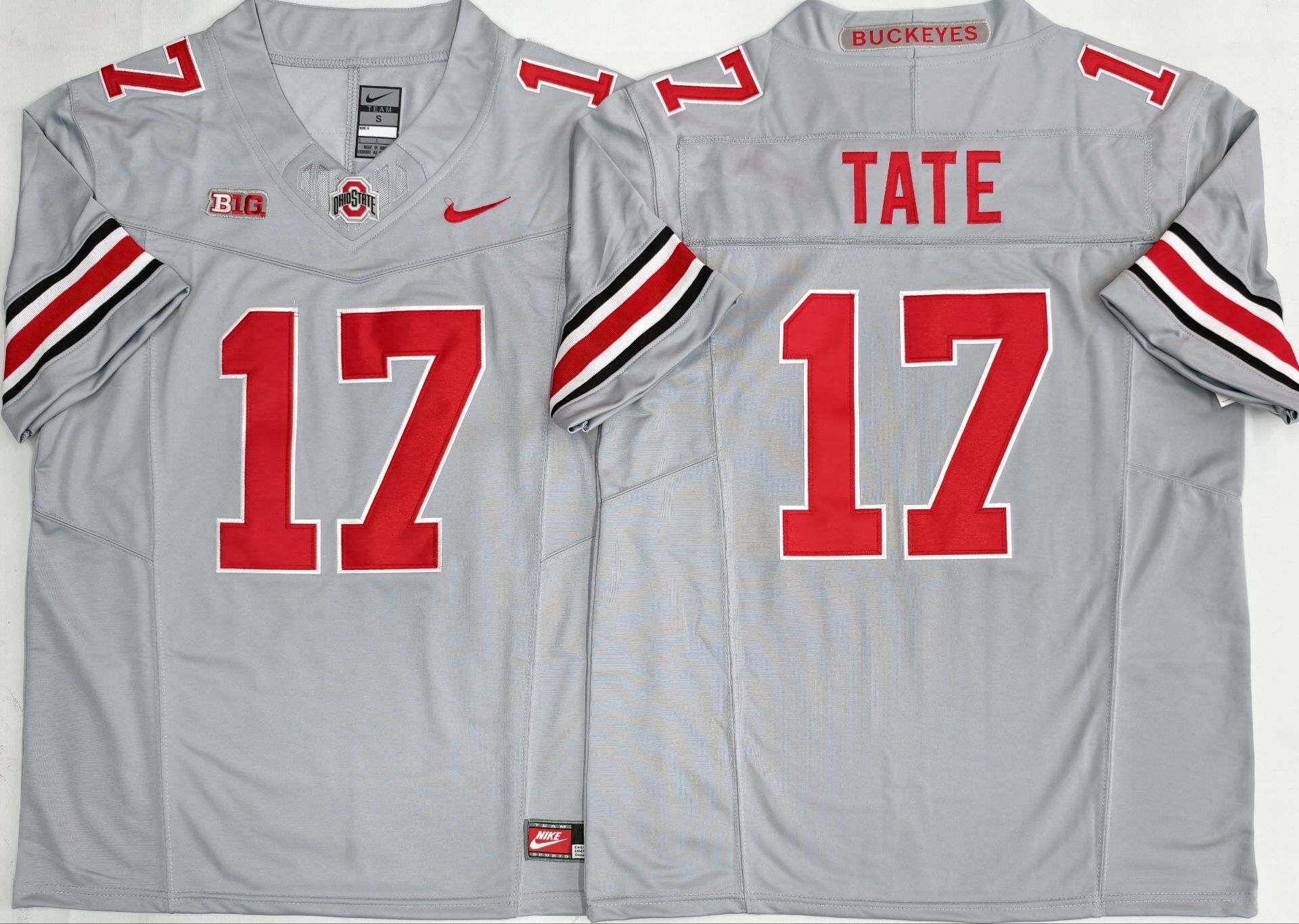 Men's Ohio State Buckeyes Carnell Tate Gray Player Game Jersey sports jersey product view 1