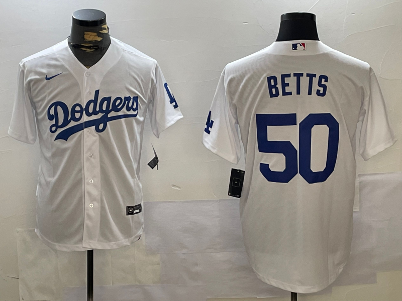 Men's Los Angeles Dodgers Mookie Betts White Replica Baseball Jersey baseball jersey product view 1
