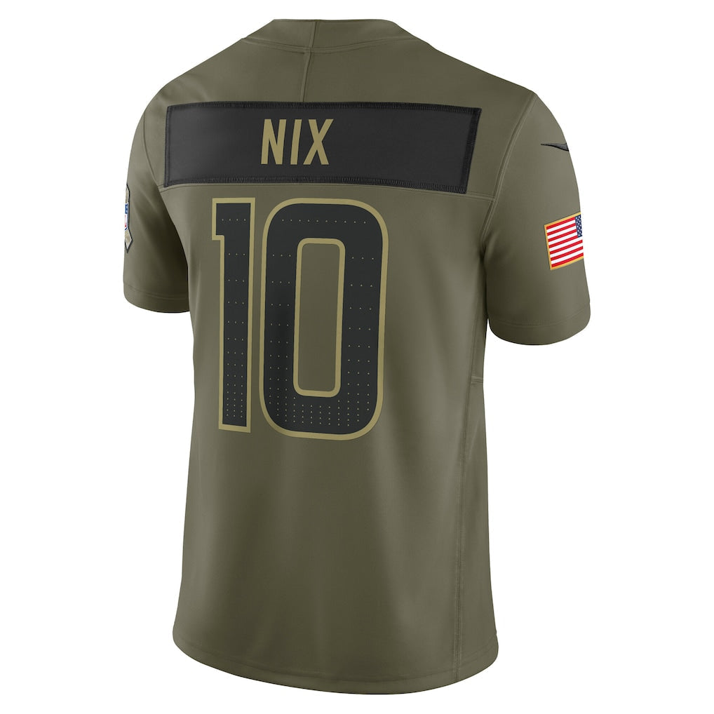 D.Broncos #10 Bo Nix Olive 2025 Salute to Service Limited Jersey football jersey product view 1