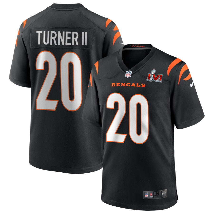 DJ Turner II Cincinnati Bengals Super Bowl LVI Game Jersey - Black football jersey product view 1