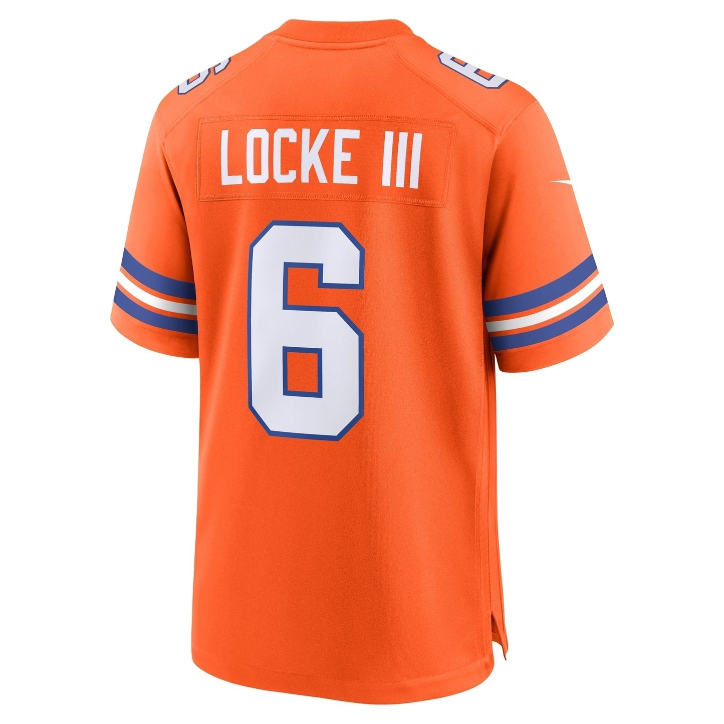 P.J. Locke III Denver Broncos Mile High Collection 1977 Throwback Game Jersey - Orange football jersey product view 3