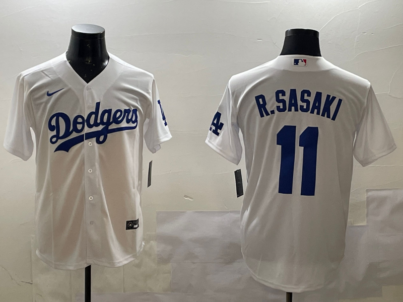Men's Los Angeles Dodgers Roki Sasaki #11 White Home Replica Player Jersey baseball jersey product view 1