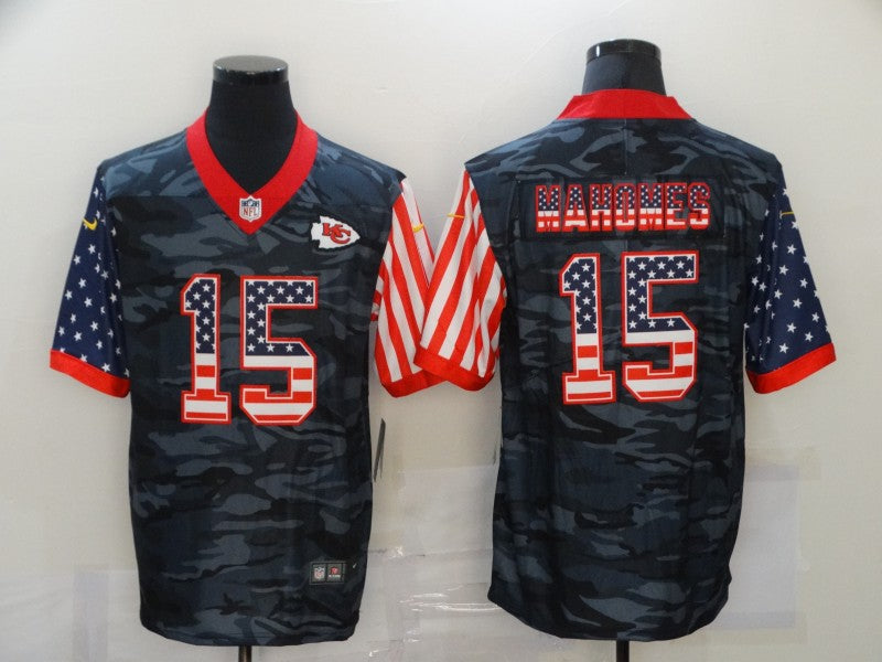 Men's Kansas City Chiefs Patrick Mahomes #15 Gray Camouflage Game Player Jersey1 football jersey product view 1