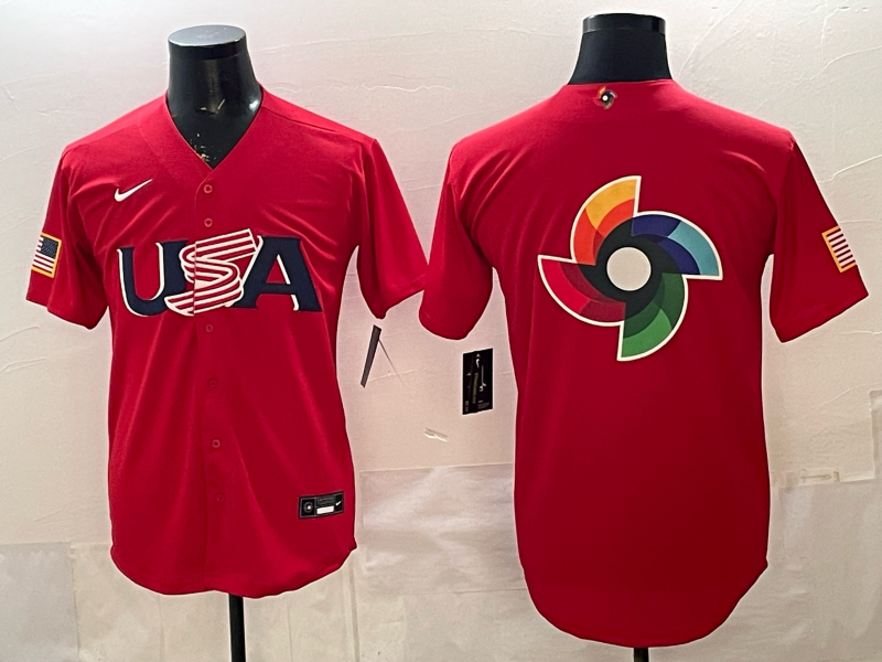 Men's USA Baseball Red 2026 World Baseball Classic Player Jersey baseball jersey product view 1