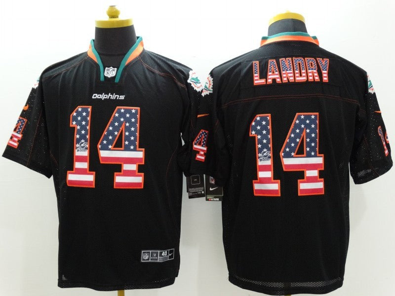 Men's Miami Dolphins Jarvis Landry #14 Black Game Jersey1 football jersey product view 1