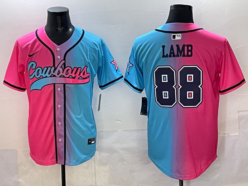 Men's Dallas Cowboys CeeDee Lamb Pink/Blue Game Jersey football jersey product view 1