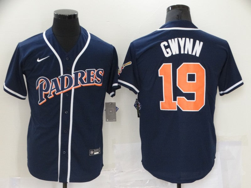 Men's San Diego Padres Tony Gwynn #19 Navy Stitched Jersey1 baseball jersey product view 1