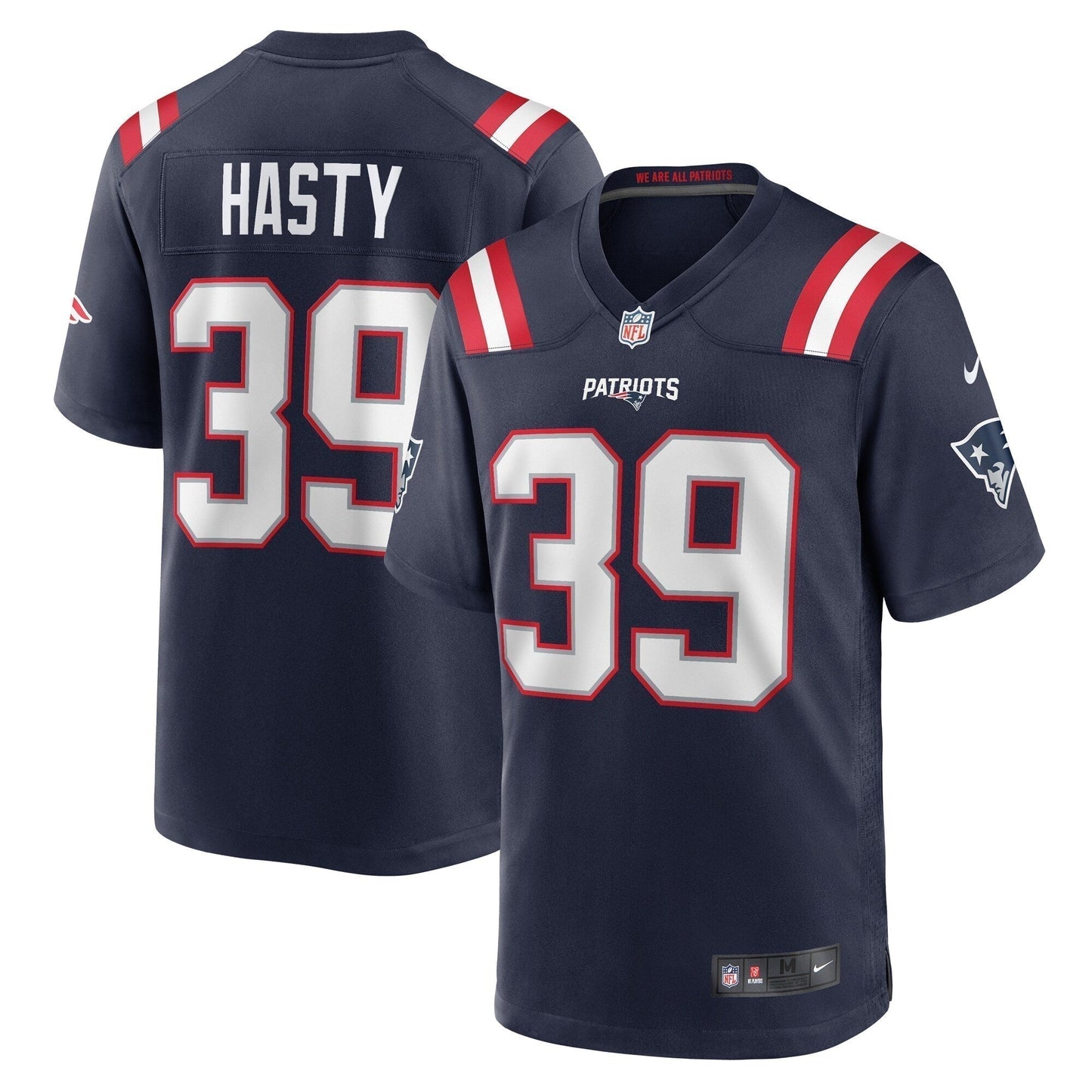 Jamycal Hasty New England Patriots Team Game Jersey - Navy football jersey product view 1