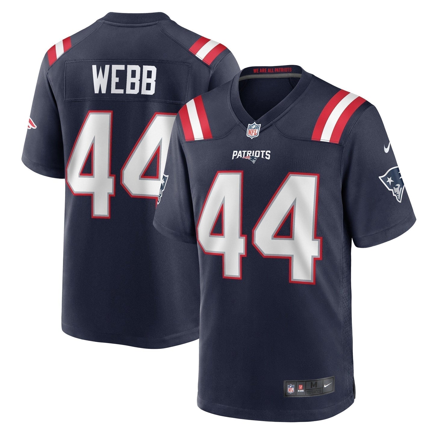 Raleigh Webb New England Patriots Home Game Jersey - Navy football jersey product view 1