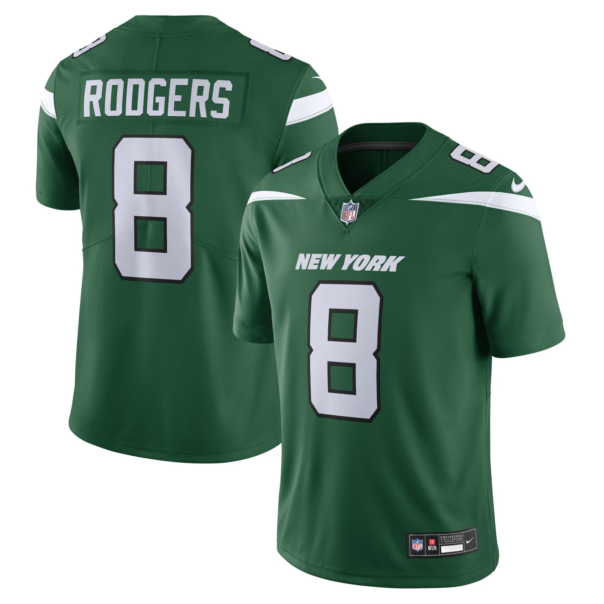 Aaron Rodgers New York Jets Vapor Untouchable Limited Jersey - Gotham Green football jersey product view 1