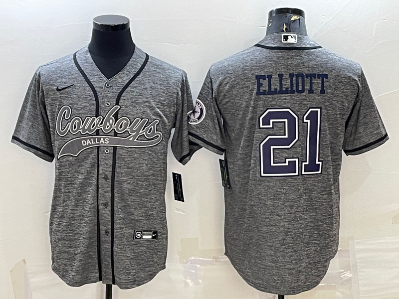 Men's Dallas Cowboys Ezekiel Elliott #21 Gray Player Jersey1 Joint Edition football jersey product view 1