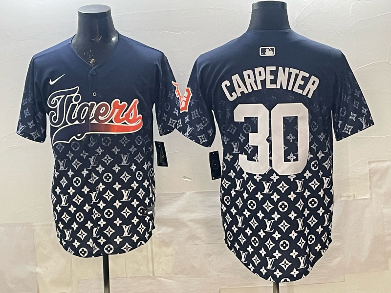 Men's Detroit Tigers Kerry Carpenter #30 Navy Game Player Jersey baseball jersey product view 1