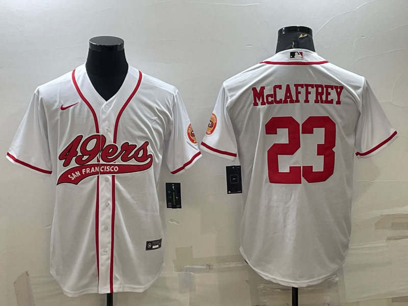 Men's San Francisco 49ers Christian McCaffrey White Game Jersey Joint Edition football jersey product view 1
