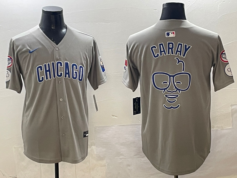 Men's Chicago Cubs1 Harry Caray Gray Replica Player Jersey baseball jersey product view 1