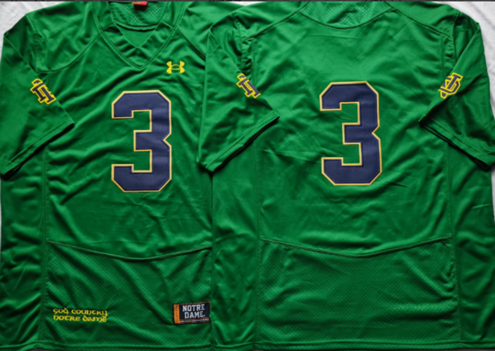 Men's Notre Dame Fighting Irish Joe Montana Green Player Game Jersey sports jersey product view 1