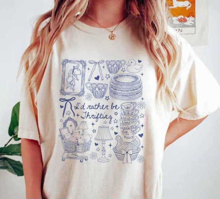 Vintage Rather Be Thrifting Ivory Cc Women's Graphic Tee Unisex T-shirt, Sweatshirt, Hoodie, Long Sleeve Tee - T-Shirt, Sweatshirt, Hoodie