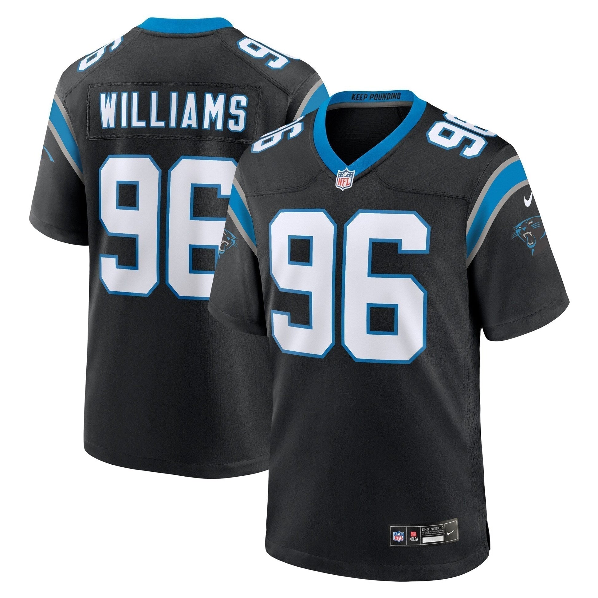 DeShawn Williams Carolina Panthers Game Jersey - Black football jersey product view 1