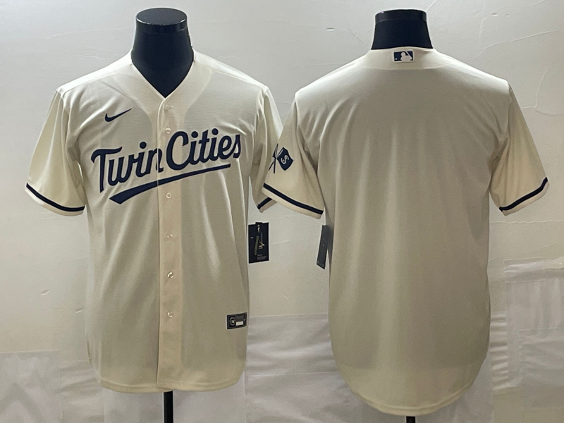 Men's Minnesota Twins Beige Alternate Replica Team Blank Jersey baseball jersey product view 1