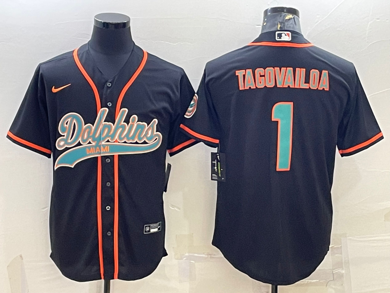 Men's Miami Dolphins Tua Tagovailoa Black Game Jersey Joint Edition football jersey product view 1