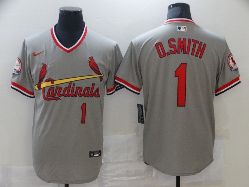 Men's St. Louis Cardinals Ozzie Smith #1 Gray Replica Player Jersey1 baseball jersey product view 1