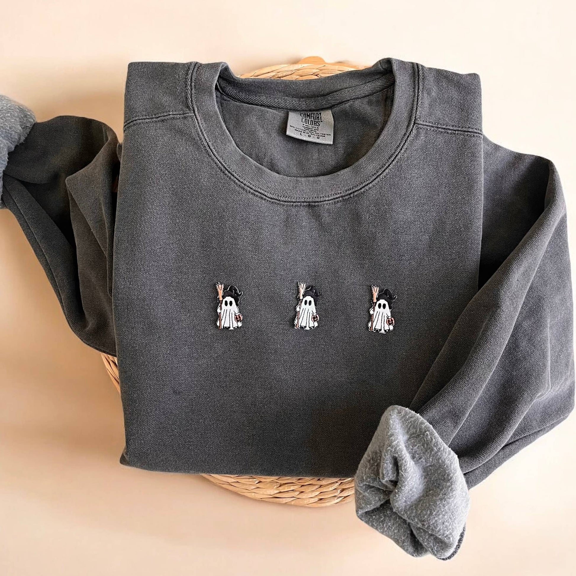 Comfort Colors Ghost Sweatshirt, Halloween Sweatshirt Women Unisex T-shirt, Sweatshirt, Hoodie, Long Sleeve Tee - T-Shirt, Sweatshirt, Hoodie