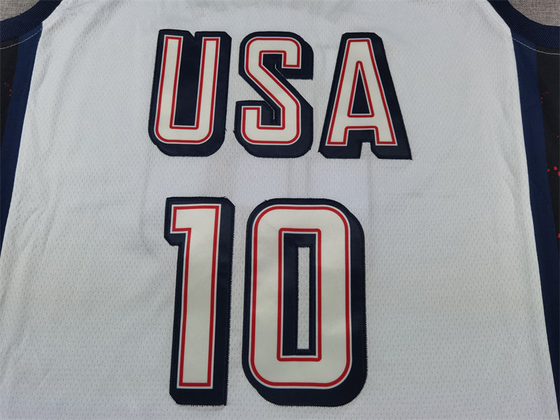 Men's 2024 USA Dream Team Jayson Tatum #10 White Authentic Player Jersey basketball jersey product view 3