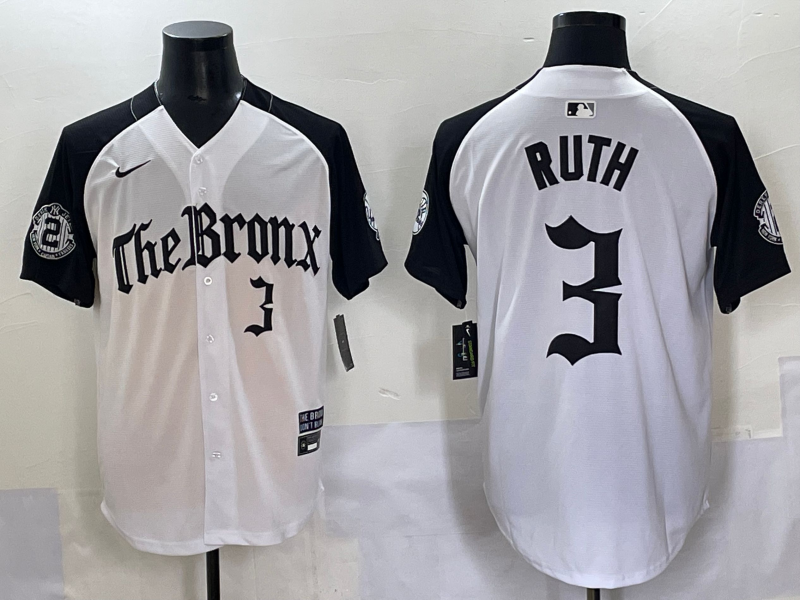 Men's New York Yankees Babe Ruth #3 White Alternate Player Jersey baseball jersey product view 1
